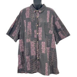 Cooke Street Honolulu 2XL XXL Aloha Hawaiian Shirt Button Down Black Purple EUC